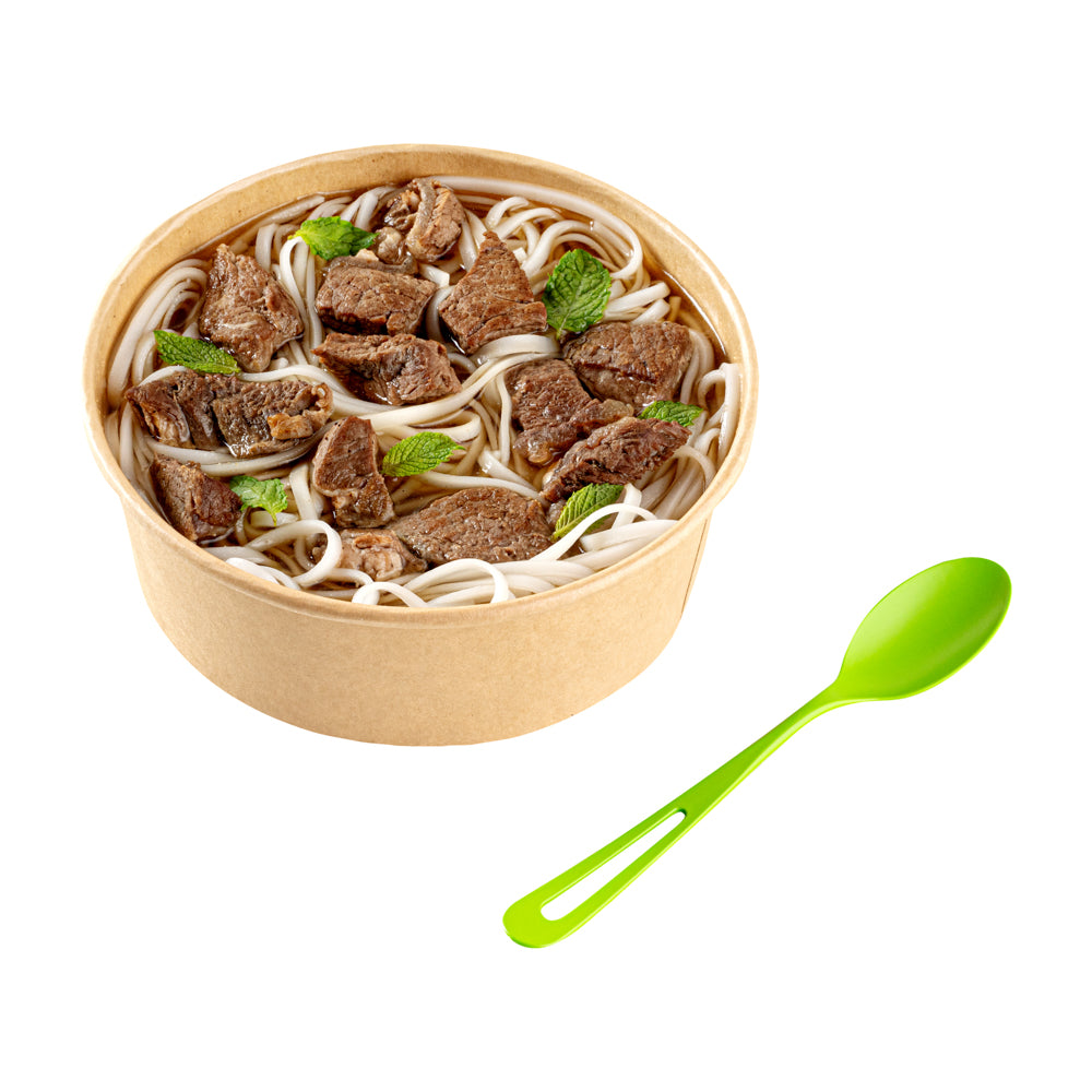 Basic Nature Green CPLA Plastic Spoon - Compostable Wrapper, Heat-Resistant  - 7 1/2 - 250 count box