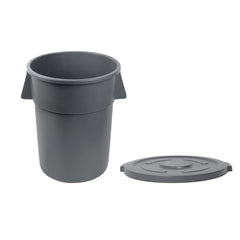 RW Clean 1 Gray 55 gal Plastic Commercial Trash Can and 1 Gray Lid