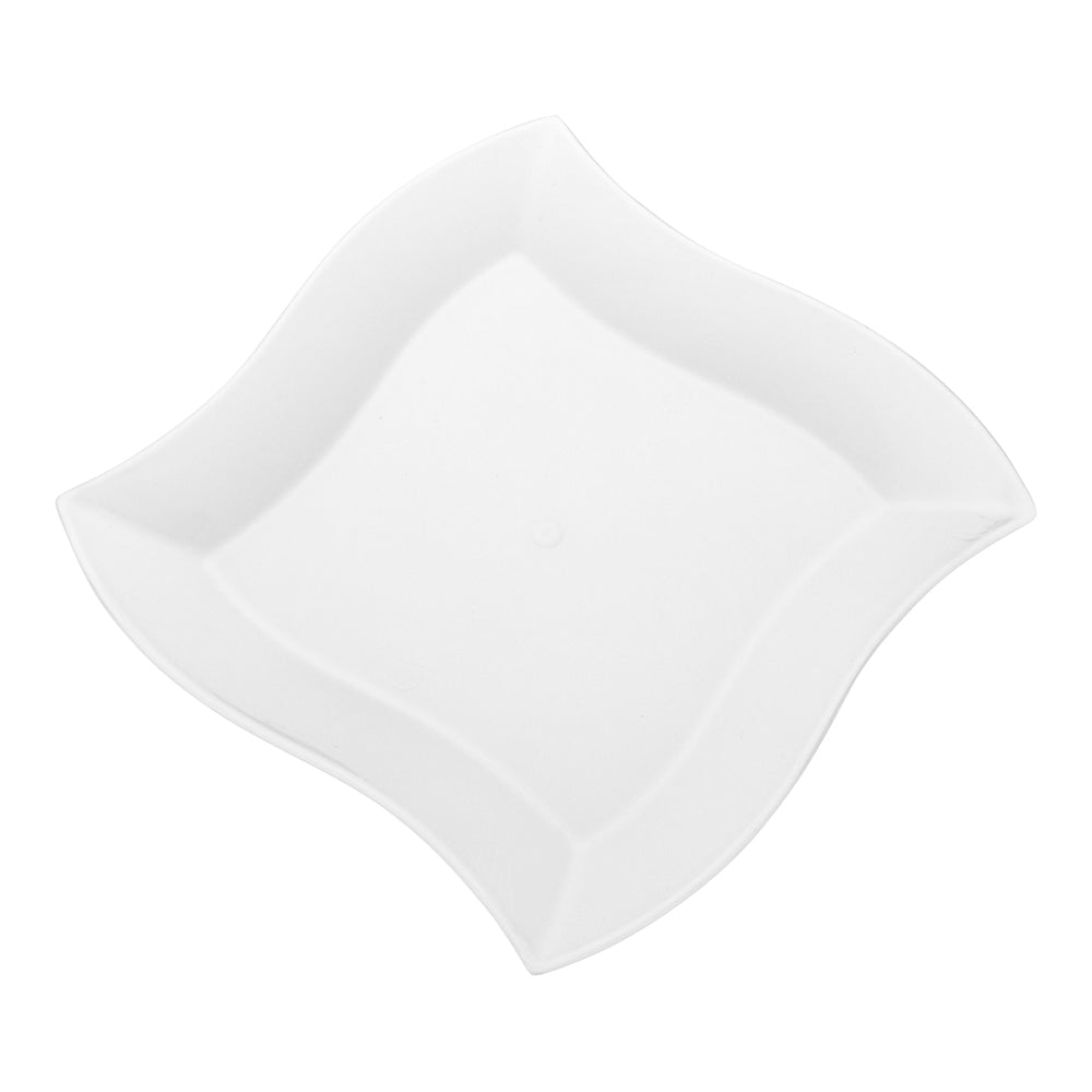 100 Square White 7" Plastic Medium Aqua Plates and 100 Argento Silver Plastic Cutlery Sets