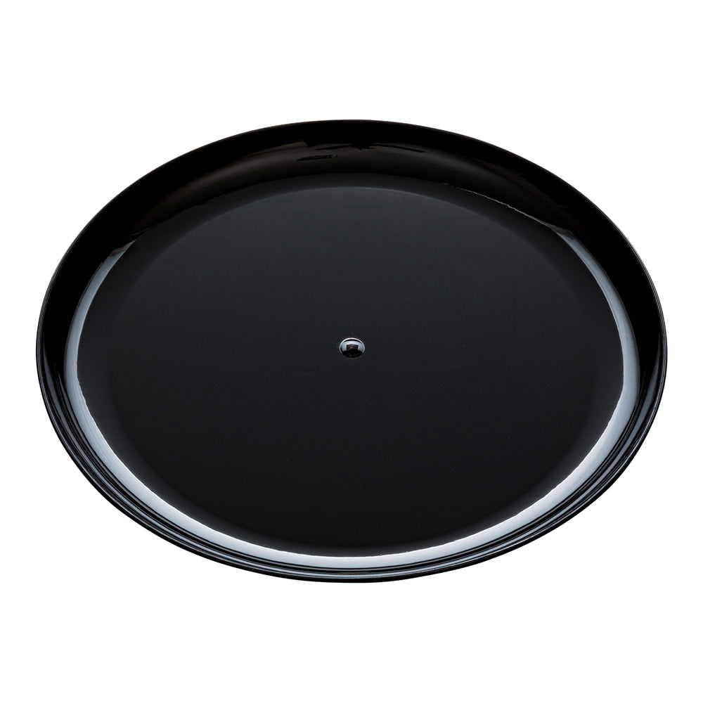 100 Round Black 9" Plastic Elegant Plates and 100 Argento Silver Plastic Cutlery Sets