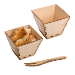 100 2 oz Square Natural Bamboo Mini Kova Cups and 100 Natural Bamboo 3.5