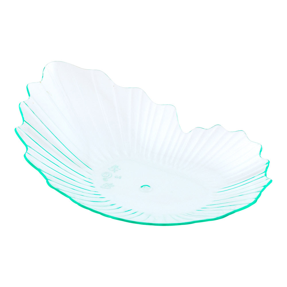 100 Seagreen Plastic 3.25" Mini Coquille Plates and 100 Silver Plastic 4" Mini Forks