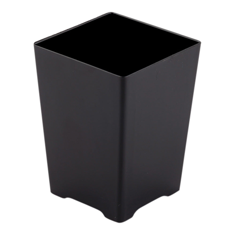 100 4 oz Square Black Plastic Tall Quadrato Cups and 100 Silver Plastic 4" Mini Forks