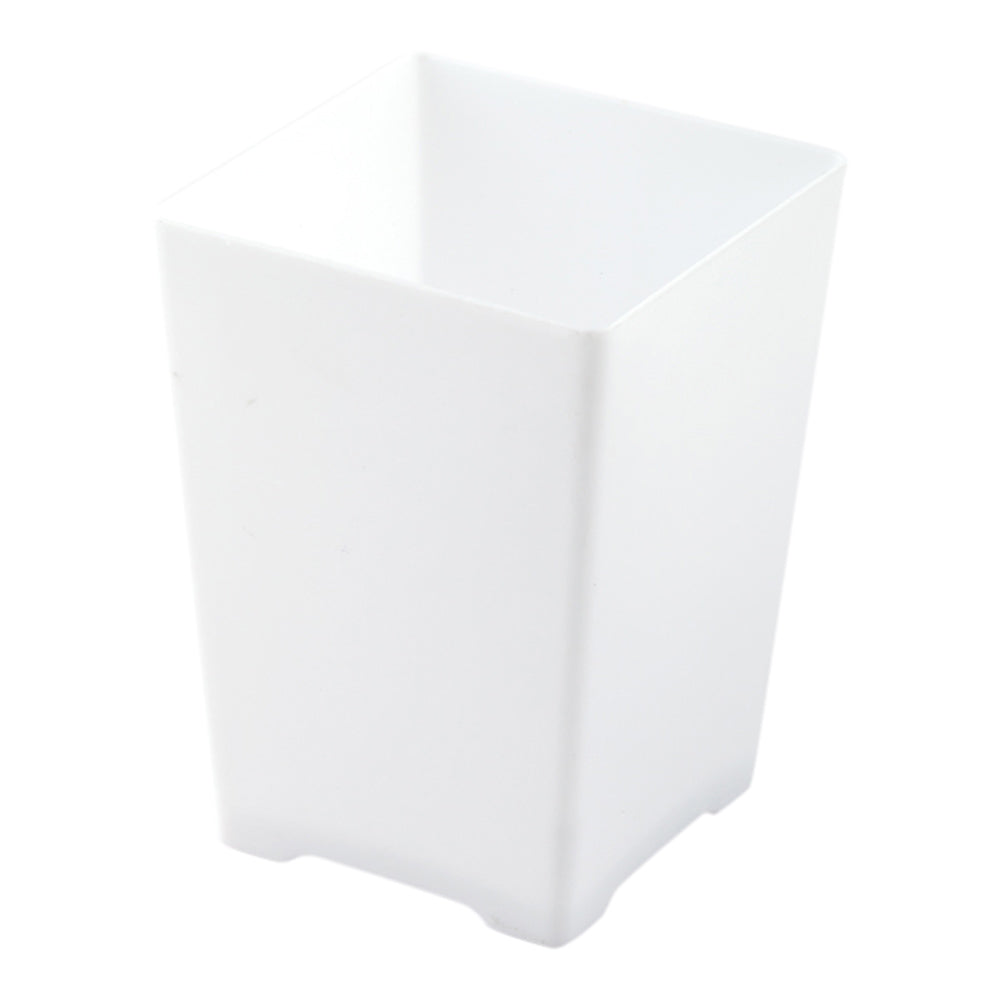 100 4 oz Square White Plastic Tall Quadrato Cups and 100 Silver Plastic 4" Mini Forks