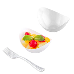 100 2 oz Oval White Plastic Alato Tasting Dish and 100 Silver Plastic 4