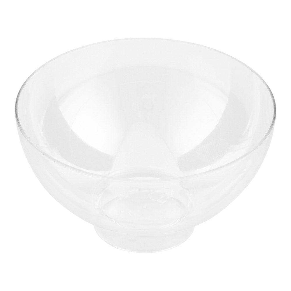 100 2 oz Round Clear Plastic Coppa Bowls and 100 Silver Plastic 4" Mini Forks