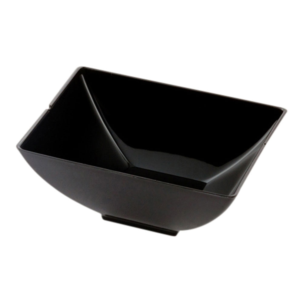 100 3 oz Rectangle Black Plastic Small Architetto Bowls and 100 Silver Plastic 4" Mini Forks