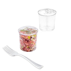 100 4 oz Round Clear Plastic Tin Cans and 100 Silver Plastic 4