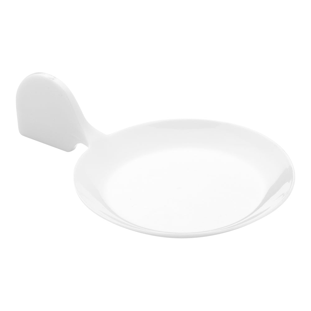 100 White 3.7" Plastic Fish Tasting Plates and 100 Silver Plastic 4" Mini Spoons