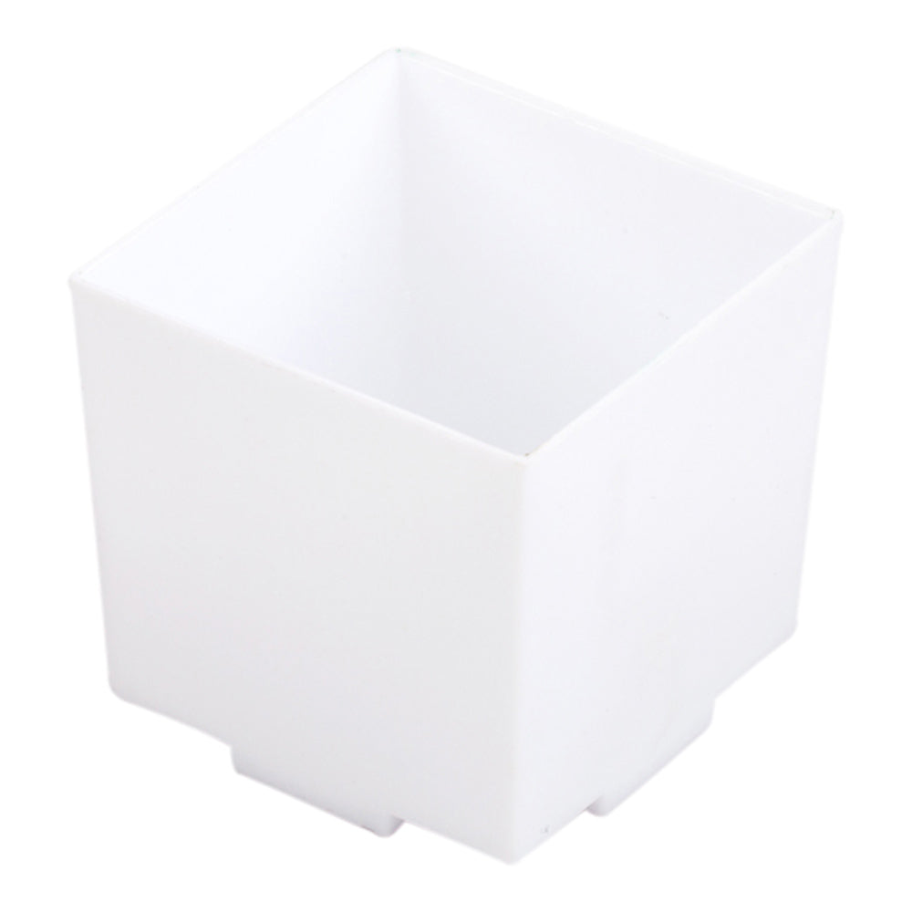 100 3 oz Square White Plastic Quadrato Cups and 100 Silver Plastic 4" Mini Spoons