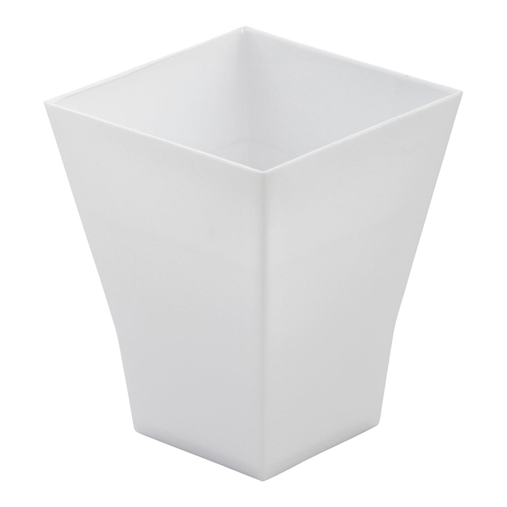 Bundle: 100 2 oz Square White Plastic Bonito Cups with 100 Silver Plastic 4" Mini Spoons