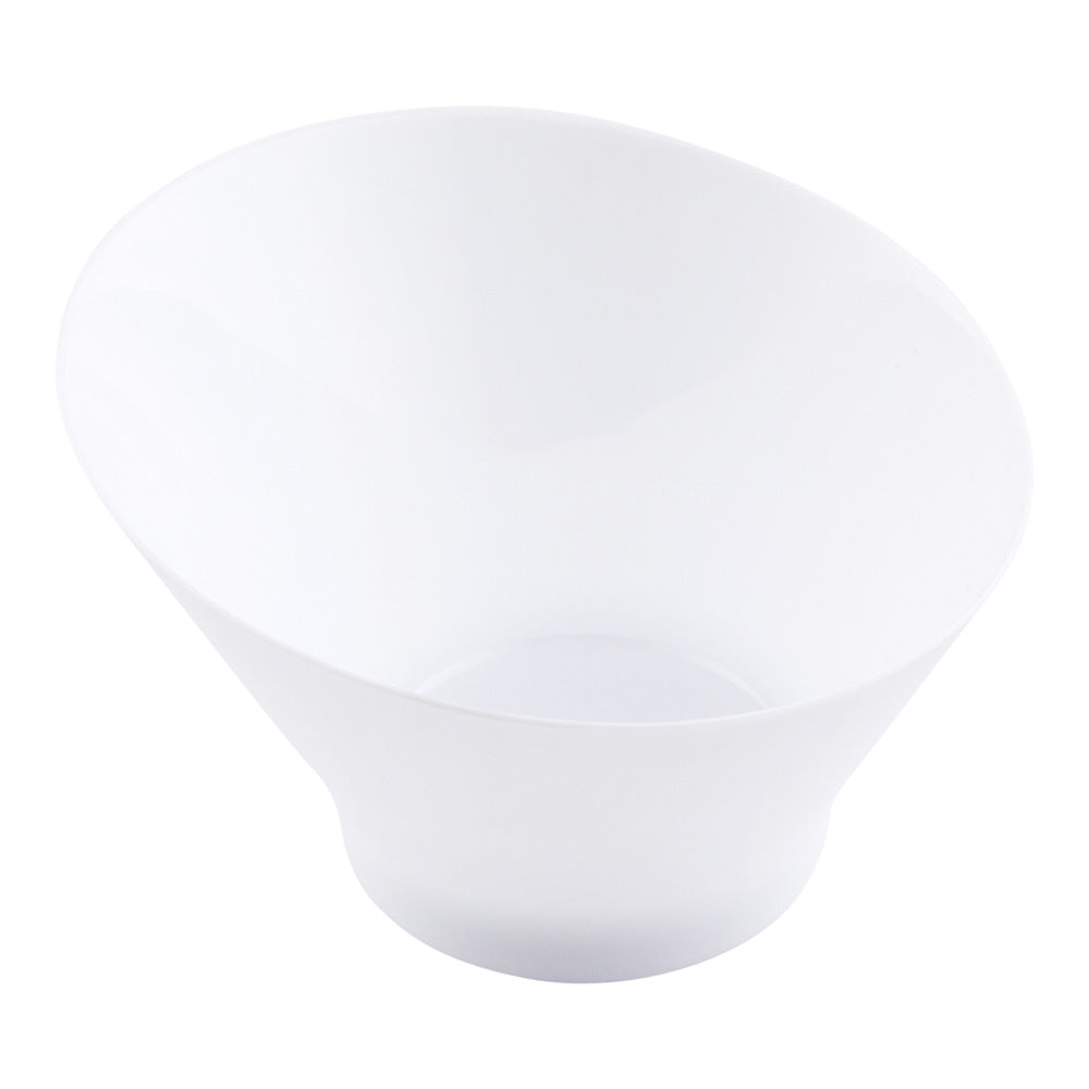 100 7 oz Round White Plastic Incline Bowls and 100 Silver Plastic 4" Mini Spoons