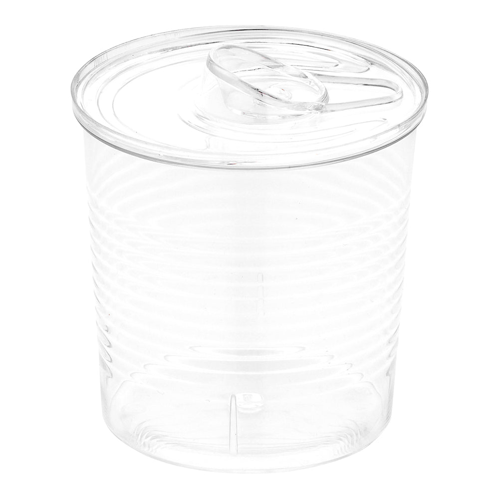 100 4 oz Round Clear Plastic Tin Cans and 100 Silver Plastic 4" Mini Spoons