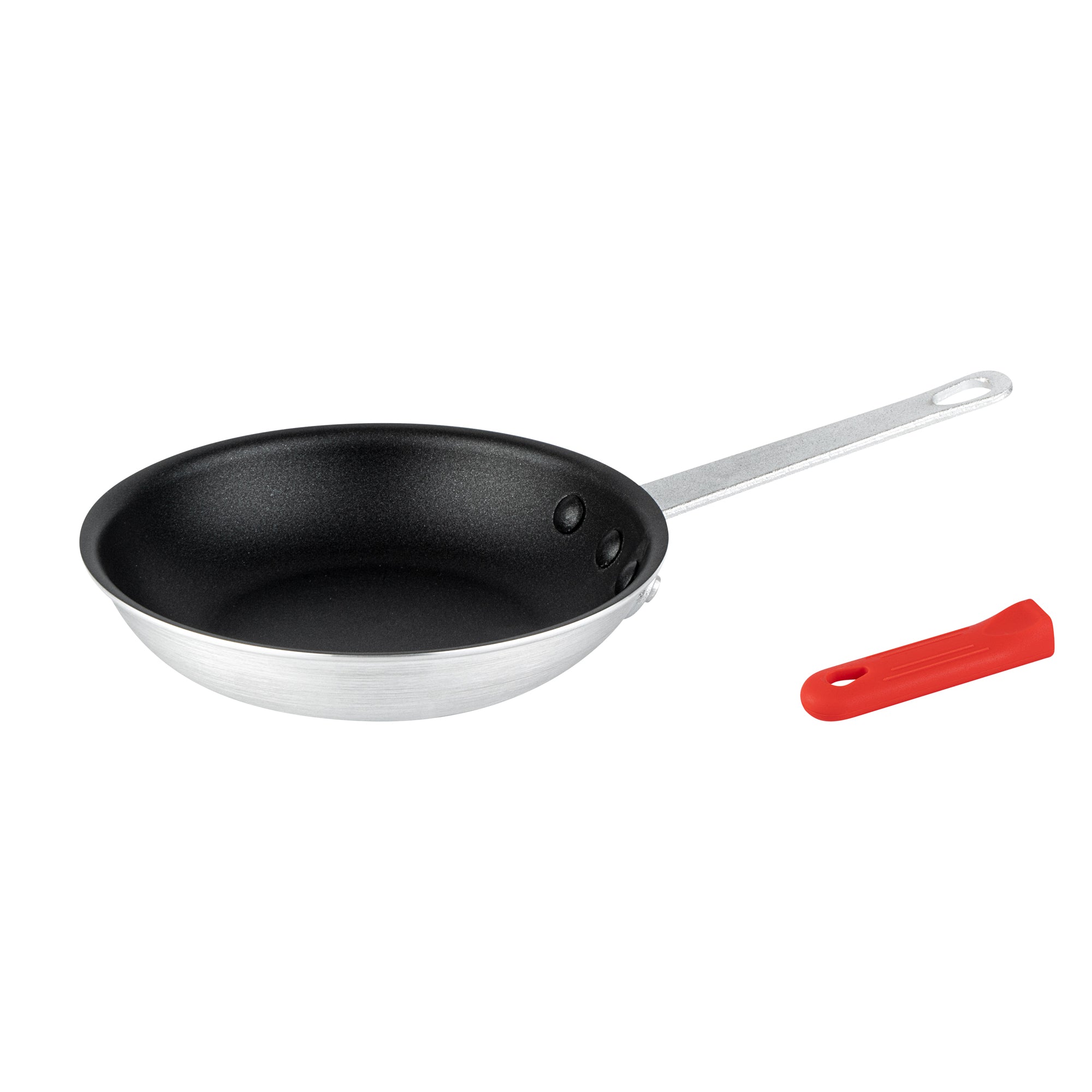 Met Lux 1 Aluminum 8" Non-Stick Fry Pan and 1 Red Silicone Pan Handle Sleeve