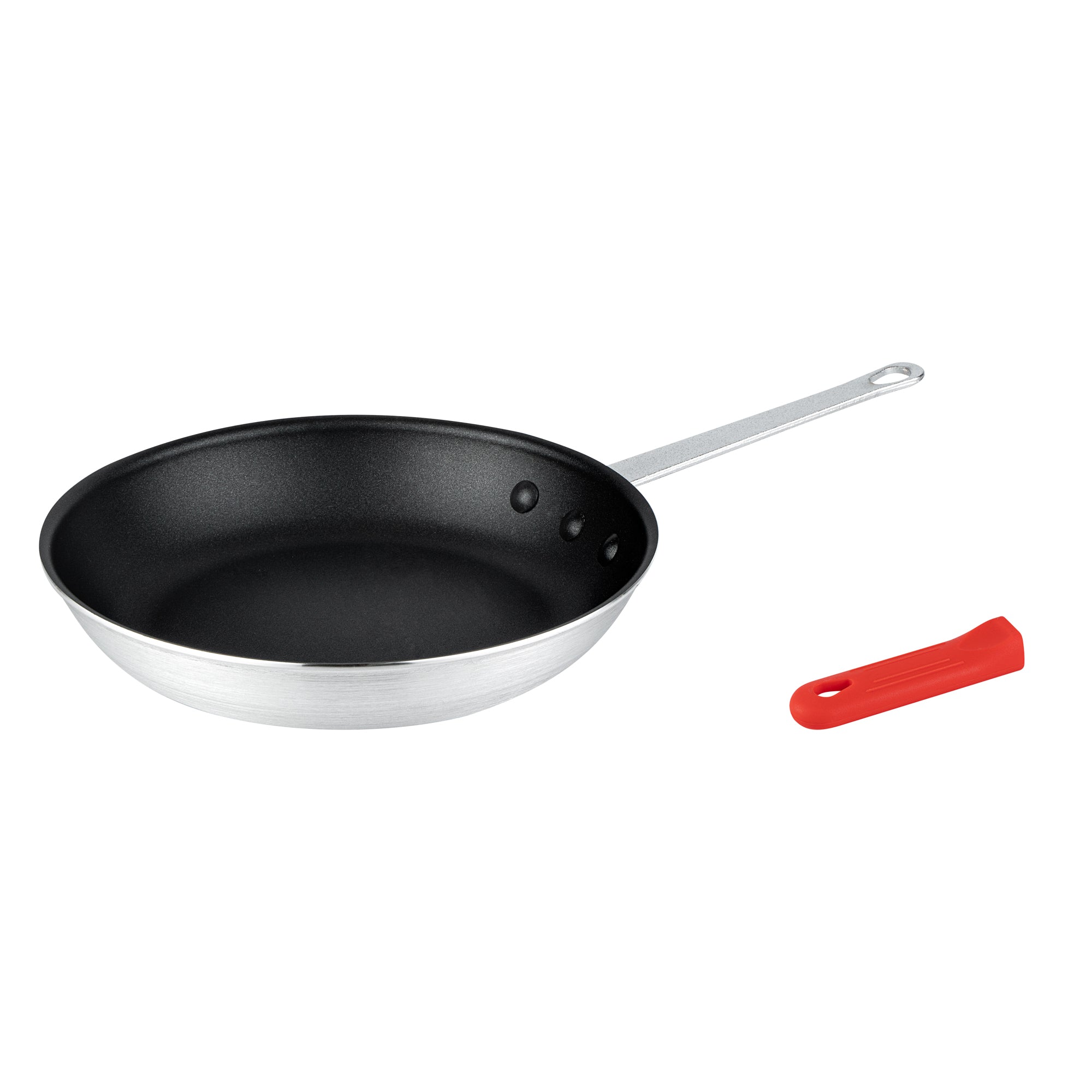 Met Lux 1 Aluminum 10" Non-Stick Fry Pan and 1 Red Silicone Pan Handle Sleeve