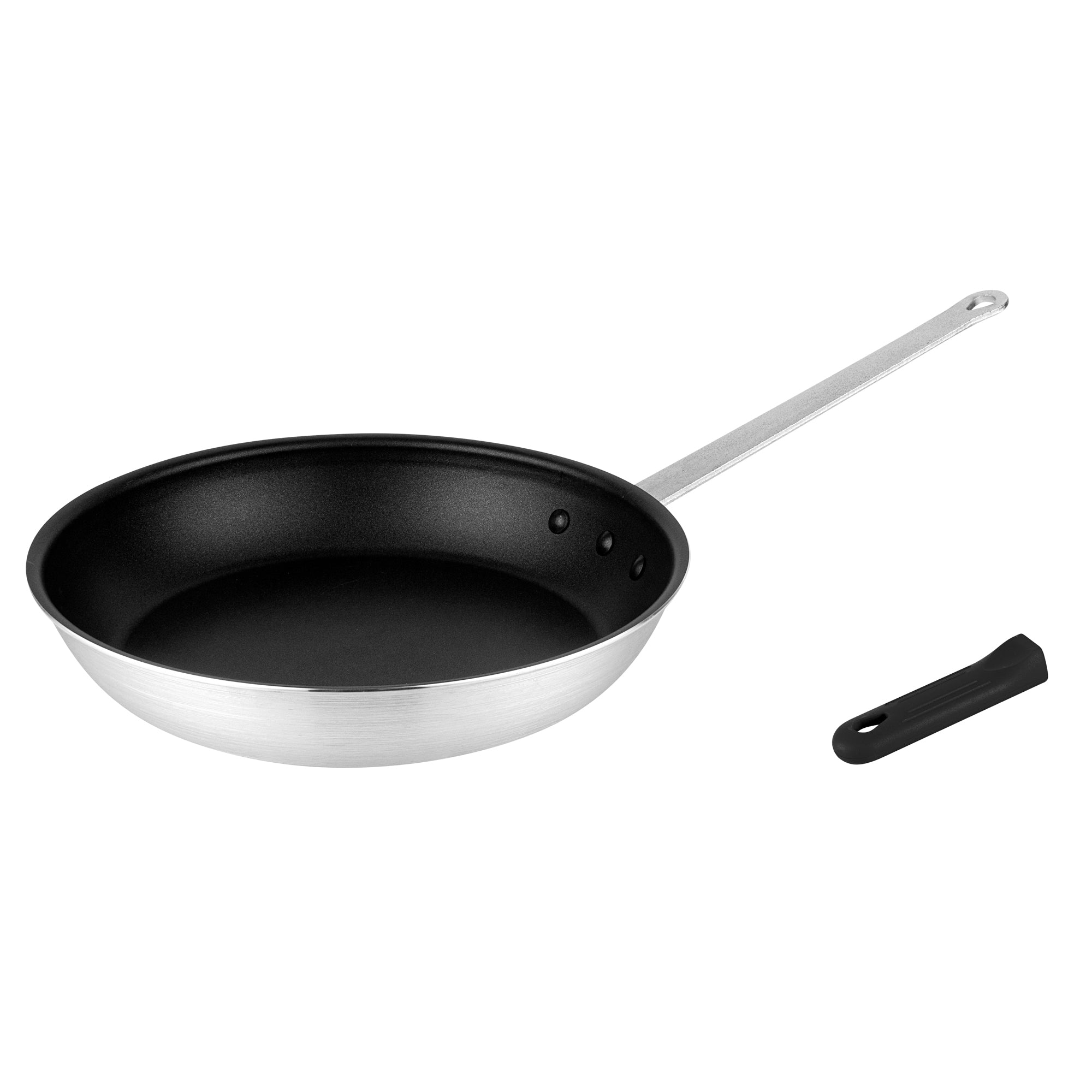 Met Lux 1 Aluminum 14" Non-Stick Fry Pan and 1 Black Silicone Pan Handle Sleeve