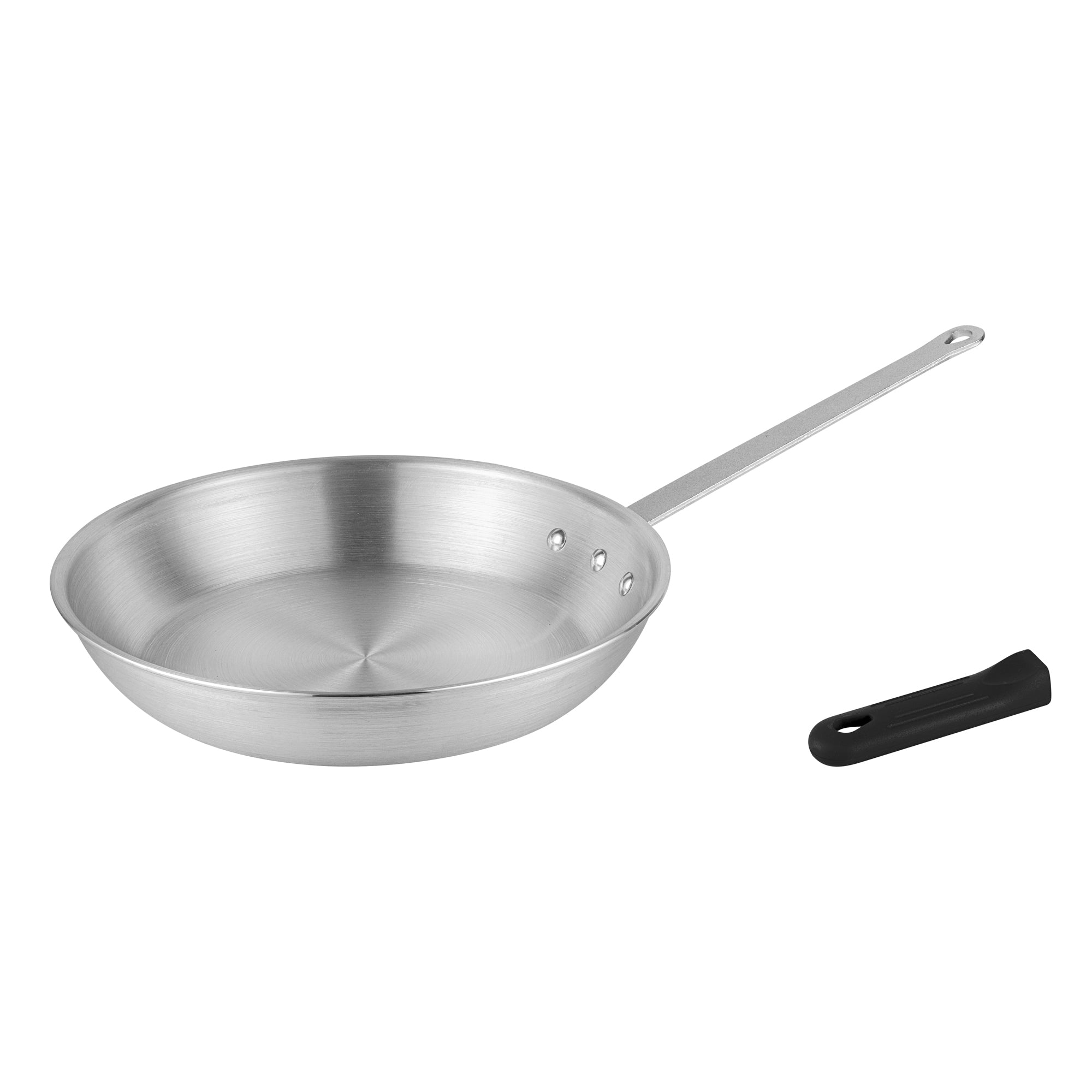 Met Lux 1 Aluminum 14" Fry Pan and 1 Black Silicone Pan Handle Sleeve