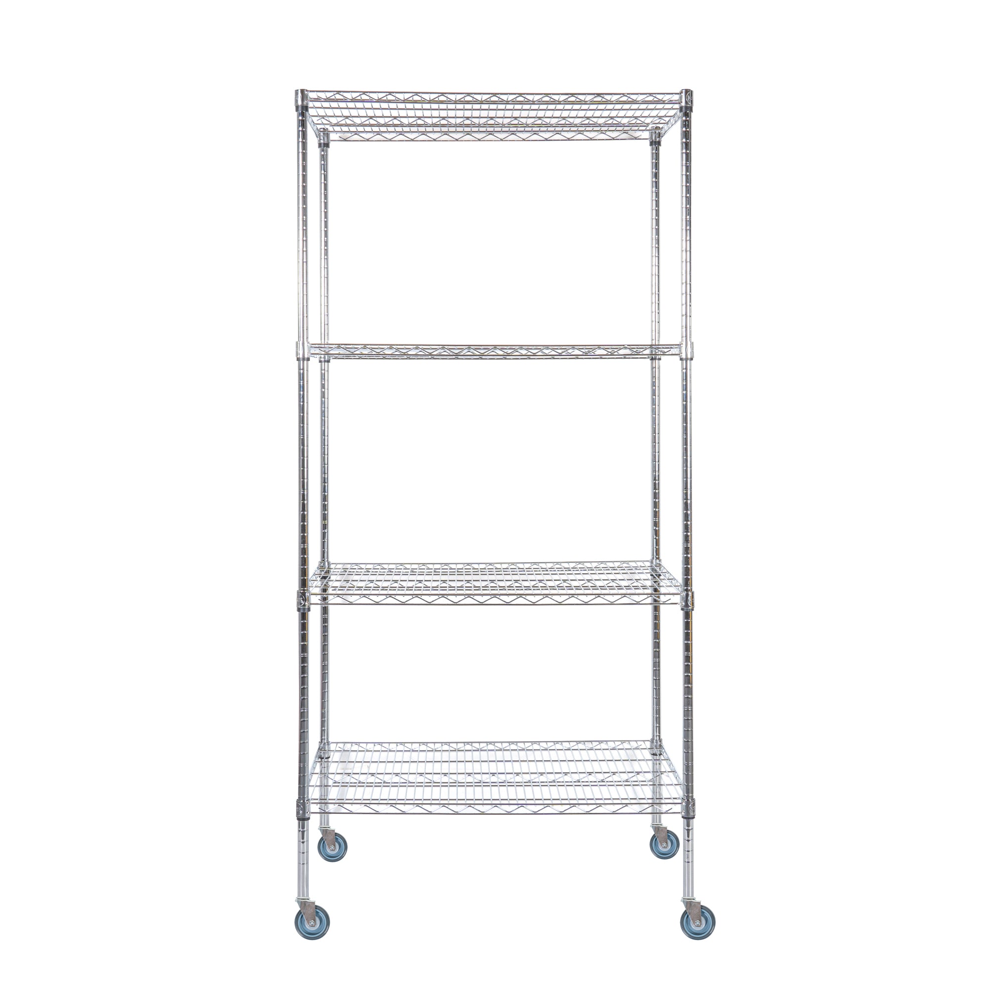 RW Base 4-Tier NSF Chrome Shelving Unit - and 24" x 36" Shelves, 74" Posts and Casters