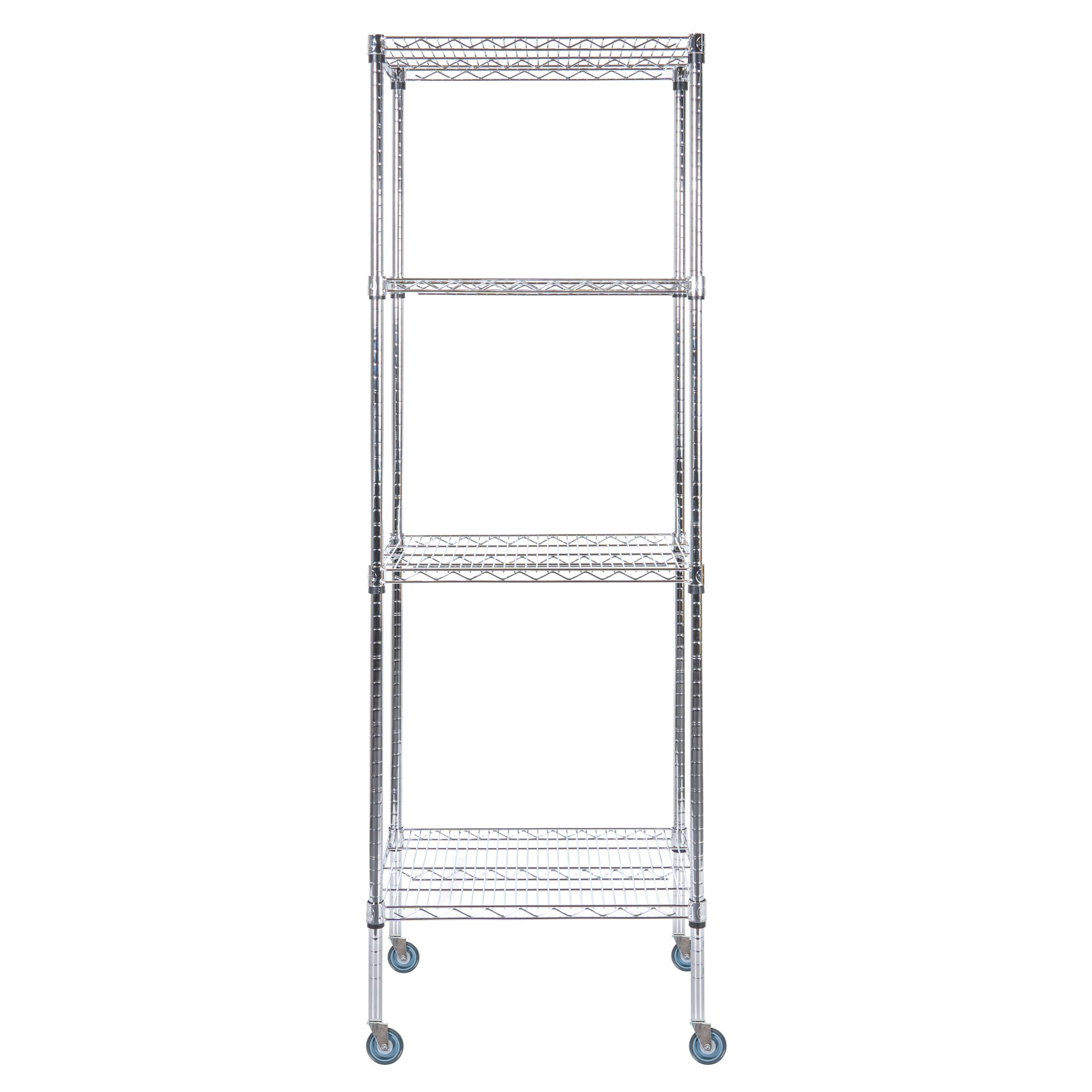 RW Base 4-Tier NSF Chrome Shelving Unit - and 18" x 24" Shelves, 74" Posts and Casters