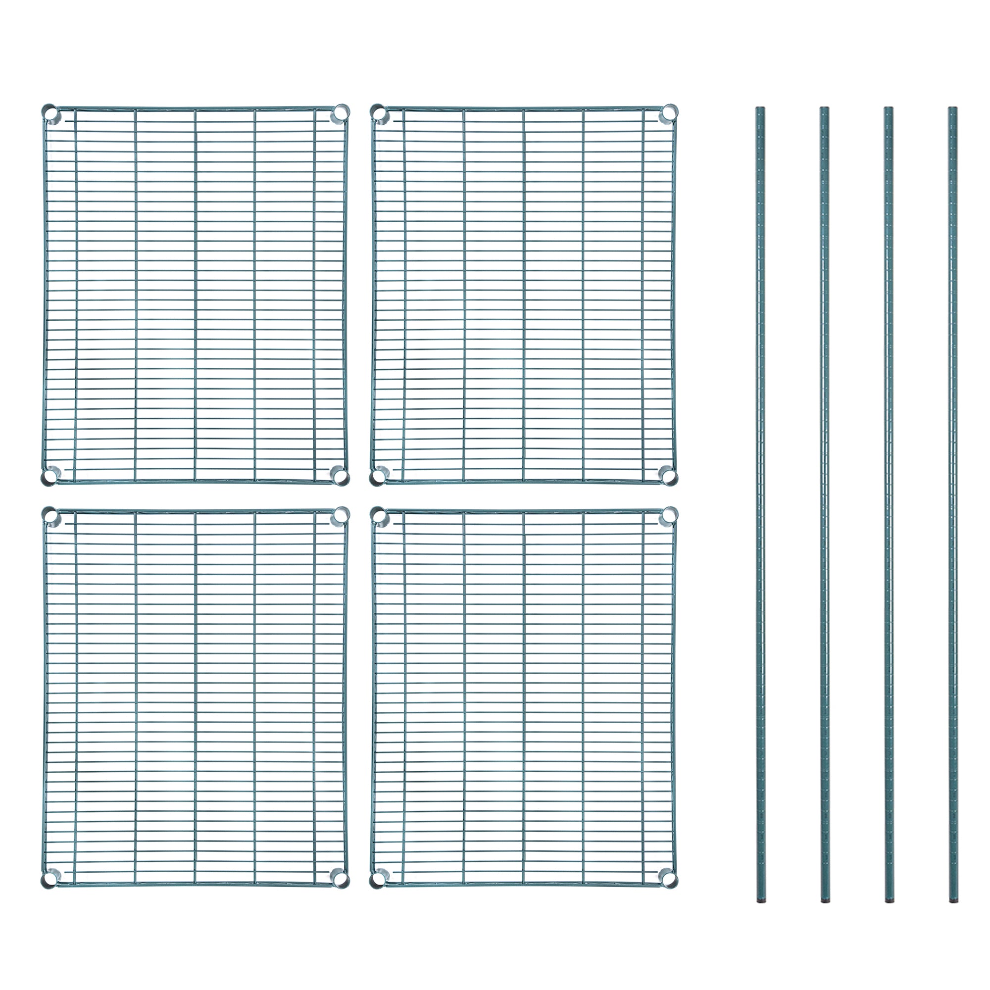 RW Base 4-Tier NSF Green Epoxy Shelving Unit - and 24" x 30" Shelves and 74" Posts