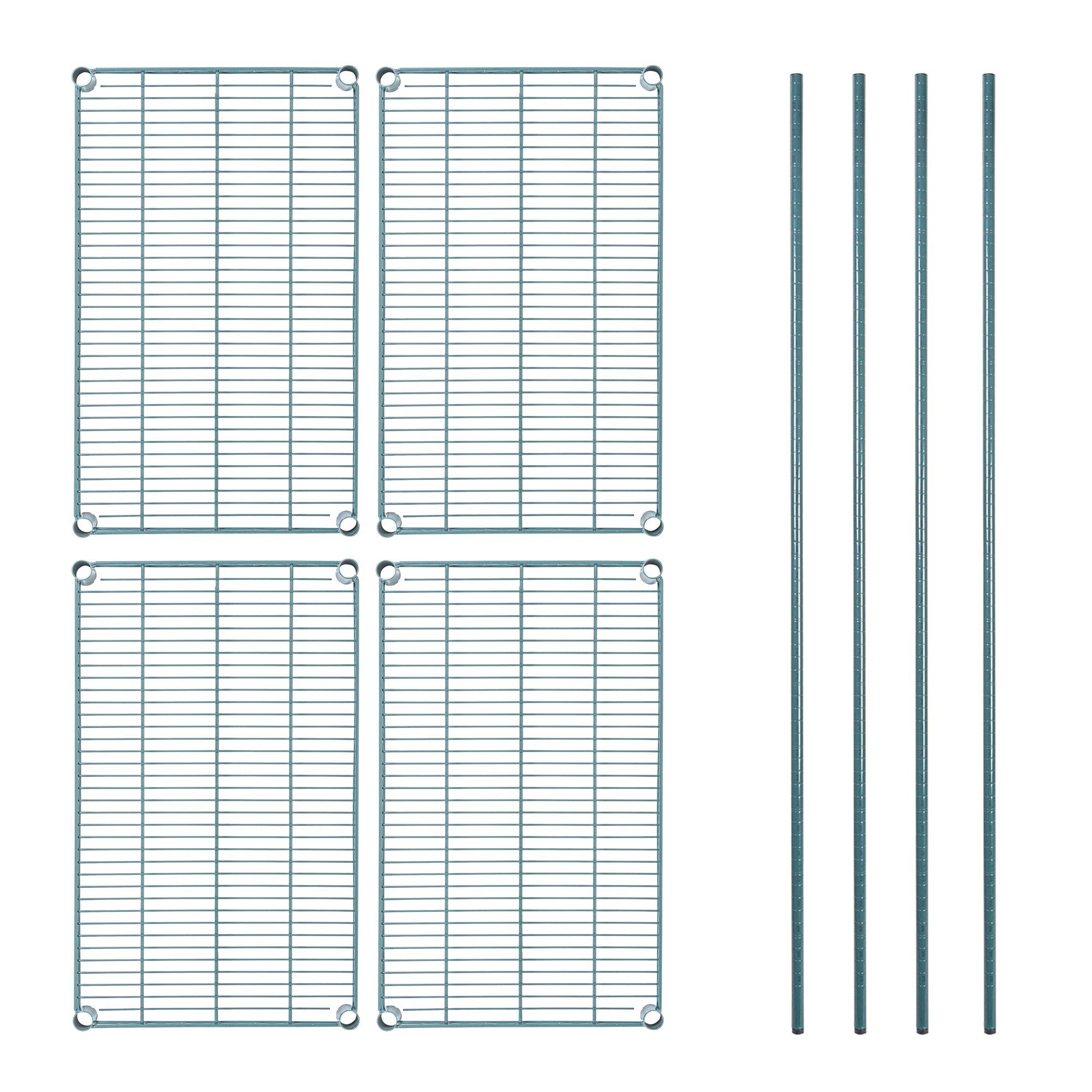 RW Base 4-Tier NSF Green Epoxy Shelving Unit - and 18" x 30" Shelves and 74" Posts