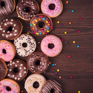 Cake donuts laid out