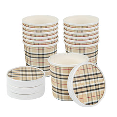 Bio Tek Round Plaid Paper Soup Container Lid - Fits 12 oz - 25 count box