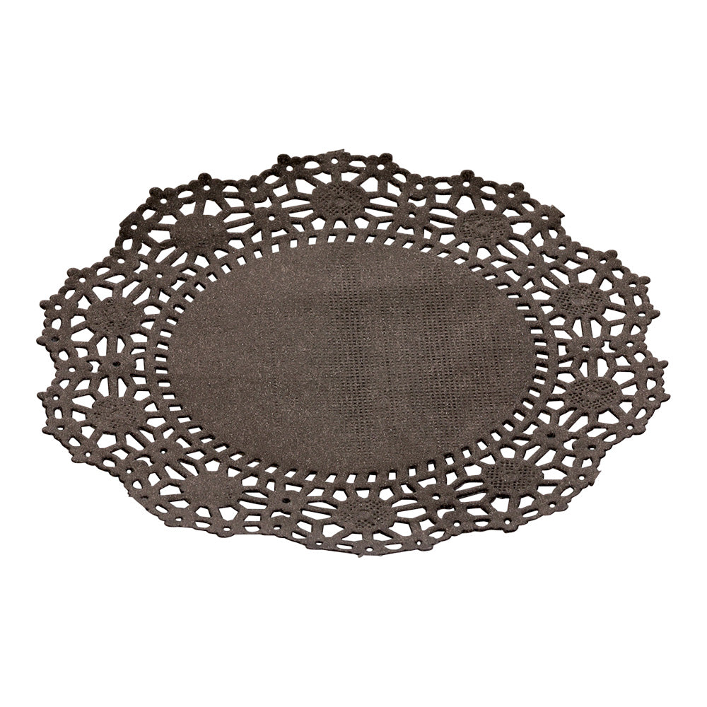 Pastry Tek Round Black Paper Doilies - Lace - 4" x 4" - 4000 count box