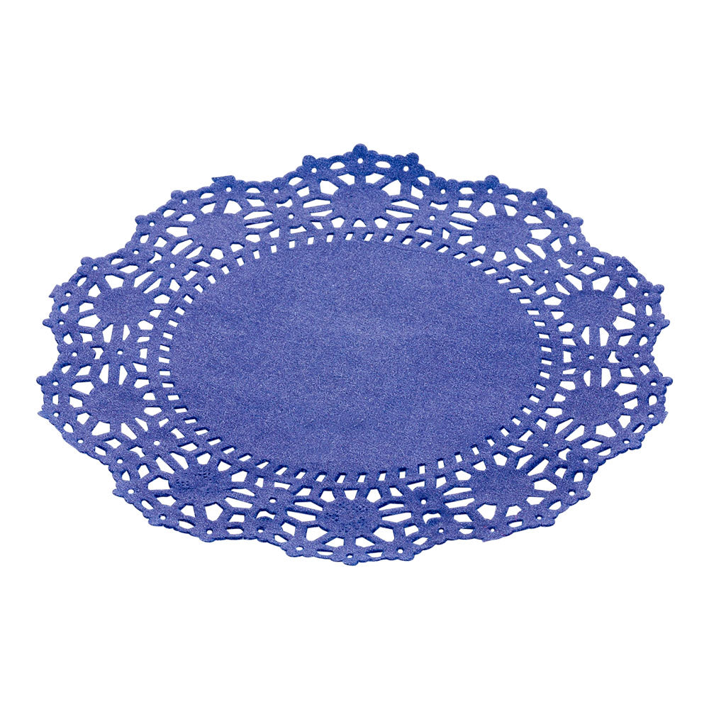 Pastry Tek Round Navy Blue Paper Doilies - Lace - 4" x 4" - 4000 count box