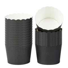 Panificio 3 oz Round Black Paper Mini Baking Cup - Scalloped - 2 1/2