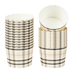 Panificio 3 oz Round Plaid Paper Mini Baking Cup - Scalloped - 2 1/2