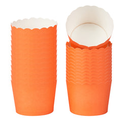 Panificio 3 oz Round Orange Paper Mini Baking Cup - Scalloped - 2 1/2