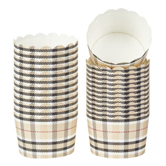 Panificio 10 oz Round Plaid Paper Jumbo Baking Cup - Scalloped - 3 1/2