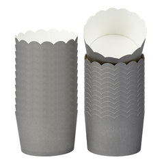 Panificio 10 oz Round Gray Paper Jumbo Baking Cup - Scalloped - 3 1/2