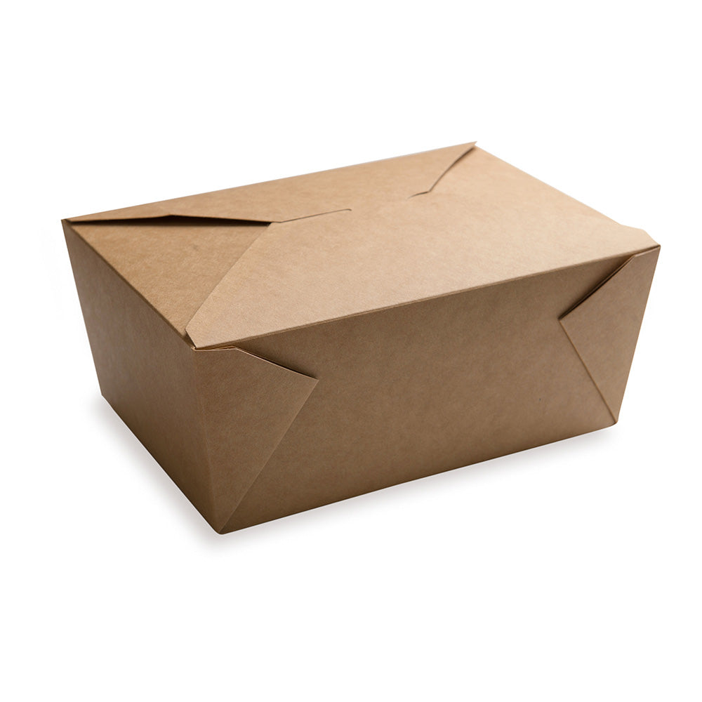 Bio Tek 98 oz Rectangle Kraft Paper Microwavable #4 Bio Box Take Out Container - 8 1/2" x 6 1/4" x 3 1/2" - 200 count box