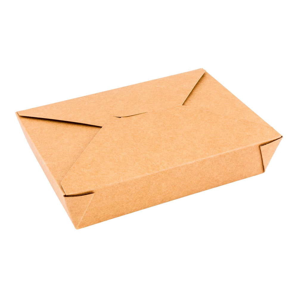 Bio Tek 49 oz Rectangle Kraft Paper Microwavable #2 Bio Box Take Out Container - 8 1/2" x 6 1/4" x 2" - 200 count box