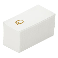 Luxenap Rectangle Gold Letter Q White Paper Linen-Feel Guest Towel / Napkin - Air Laid, Sans Serif Font - 15 3/4