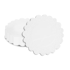 Pastry Tek Round White Paper Doilies - Lace - 8