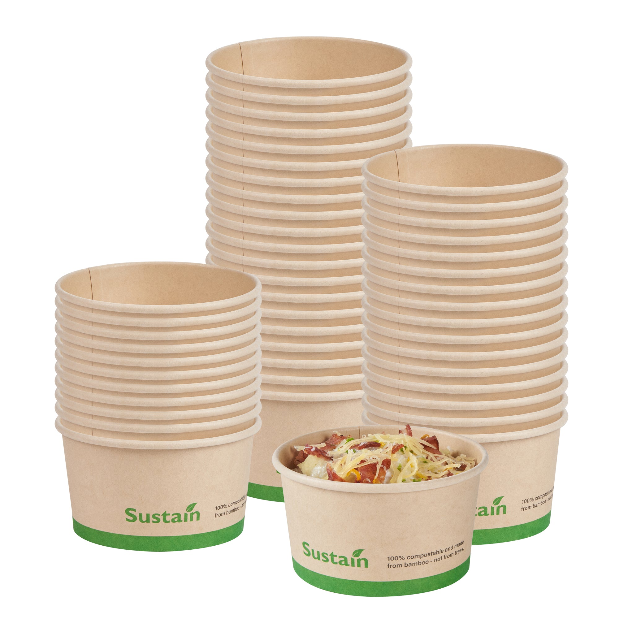 Sustain 8 oz Round Bamboo Paper To Go Cup - with PLA Lining, Compostable - 3 3/4" x 3 3/4" x 2 1/4" - 200 count box