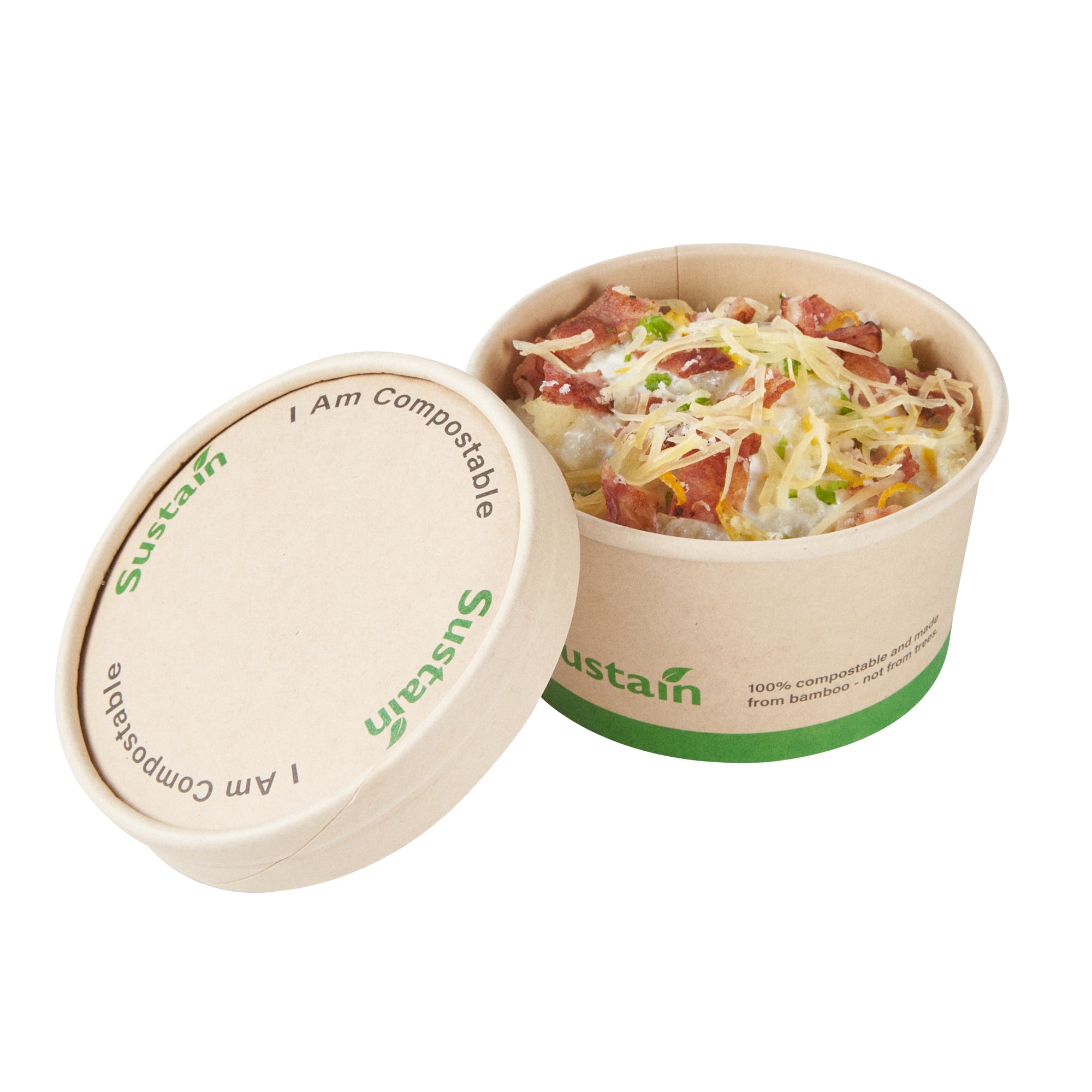 Sustain Round Bamboo Paper To Go Cup Lid - with PLA Lining, Fits 8 oz - 200 count box