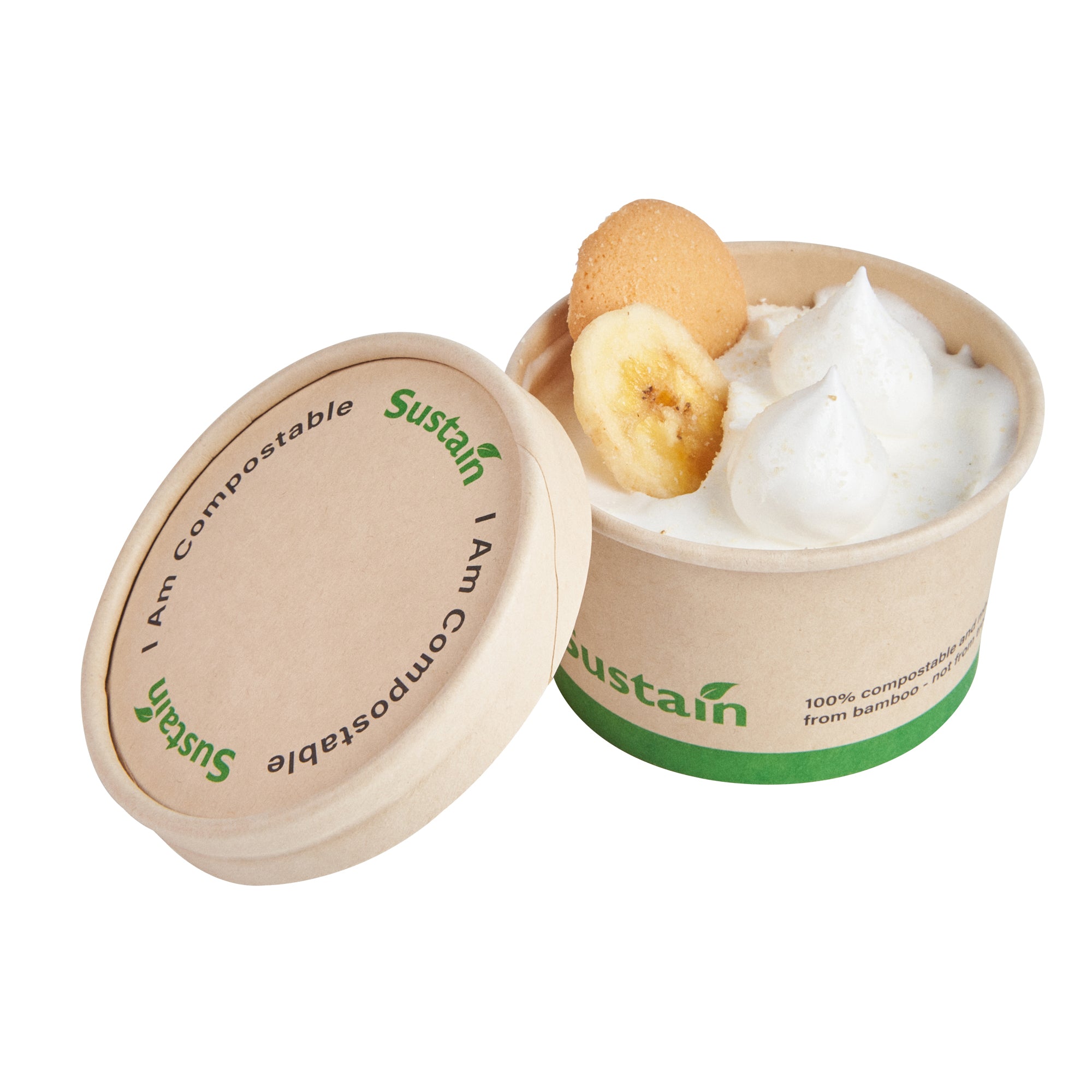 Sustain Round Bamboo Paper To Go Cup Lid - with PLA Lining, Fits 3 and 4 oz - 200 count box