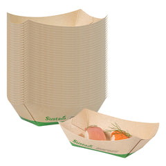 Sustain 6 oz Bamboo Paper #40 Boat - with PLA Lining, Compostable - 3 1/4