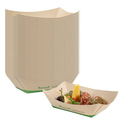 Sustain 1 lb Bamboo Paper #100 Boat - with PLA Lining, Compostable - 5 1/2