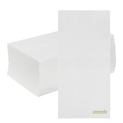 Luxenap Rectangle White Paper Linen-Feel Guest Towel / Napkin - Air Laid - 15 3/4