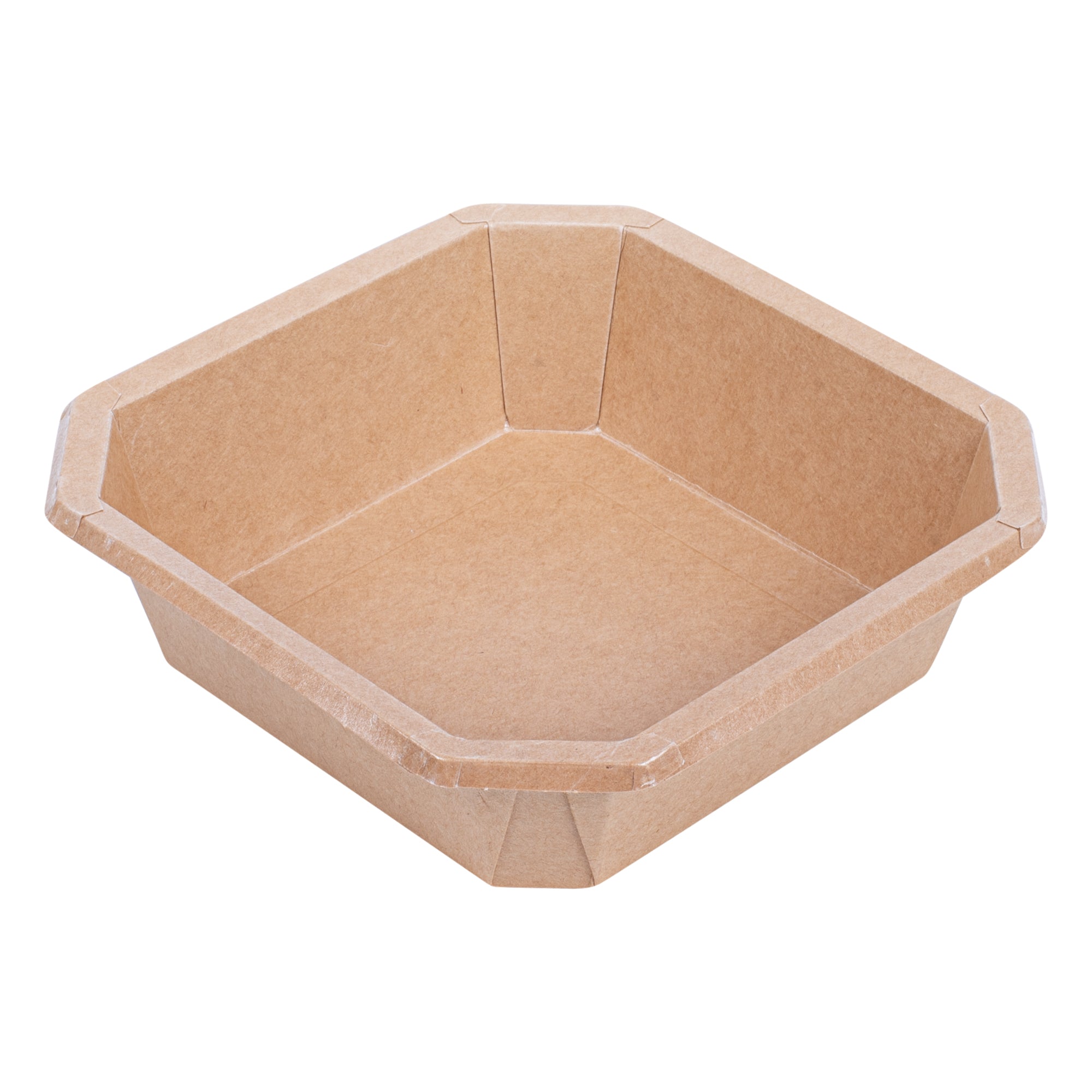 Sustain 34 oz Octagonal Kraft Paper Take Out Container - with PLA Lining, Compostable - 7" x 7" x 2" - 100 count box