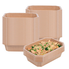 Sustain 41 oz Octagonal Kraft Paper Take Out Container - with PLA Lining, Compostable - 8 3/4