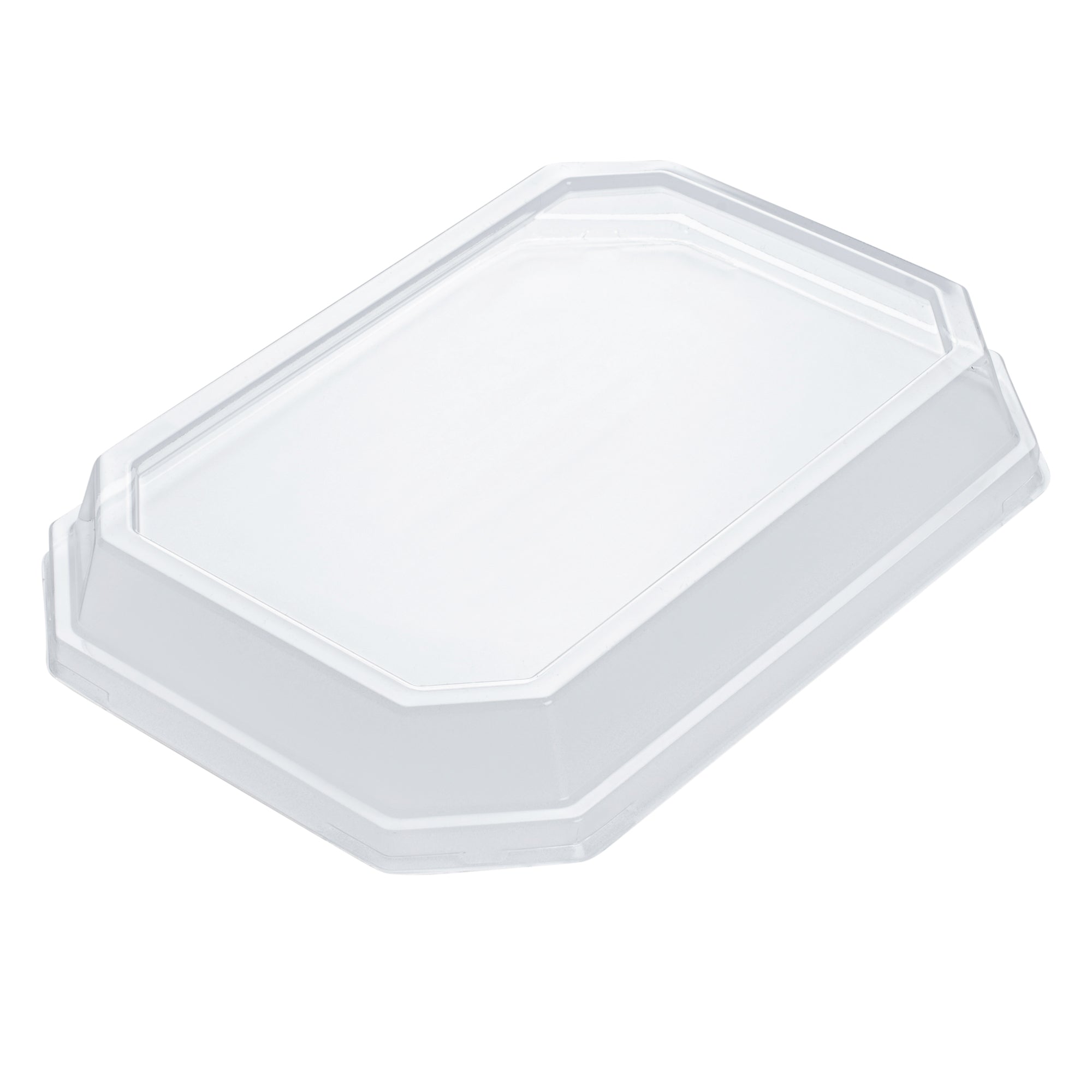 Sustain Octagonal Clear PLA Plastic Dome Lid - Fits 41 oz Container - 9" x 6 1/4" x 1 1/4" - 100 count box