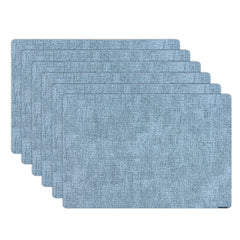 Denim Mesh Rectangle Blue Vinyl Linen-Feel Placemat - 17 3/4