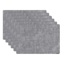 Denim Mesh Rectangle Light Gray Vinyl Linen-Feel Placemat - 17 3/4