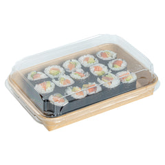 Matsuri Vision Clear PET Plastic Lid - Fits 11 oz Sushi Container, Anti-Fog - 50 count box